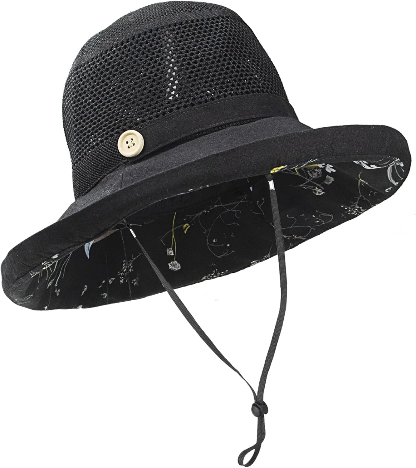 Women Summer Wide-Brim UV-Protection Sun-Hat Outdoor Breathable Finshing-Hat for Travel