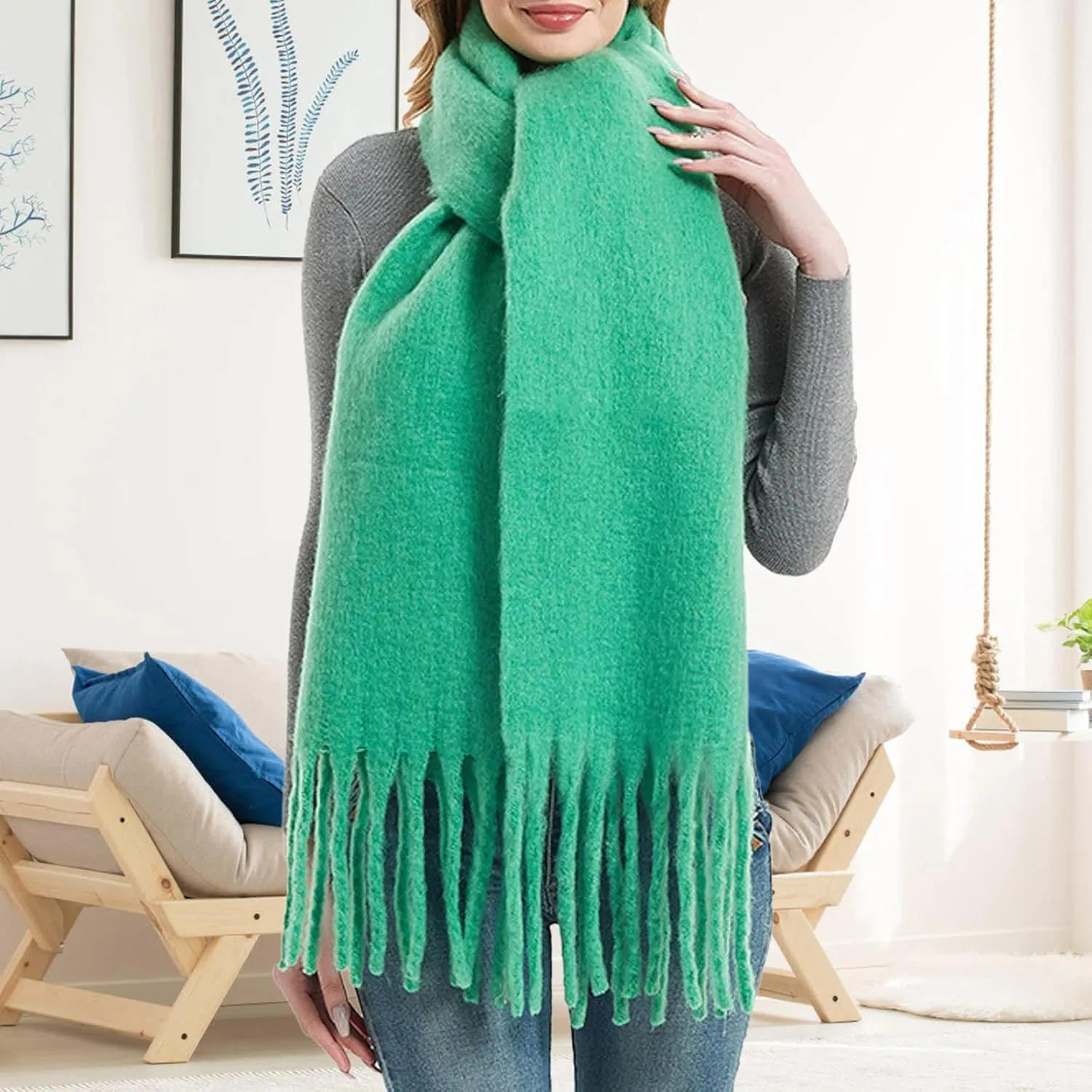 Women's Fashion Long Pashmina Shawl Winter Warm Lattice Large Scarf Blanket Scarfs Colorful for Evening Dress Wedding