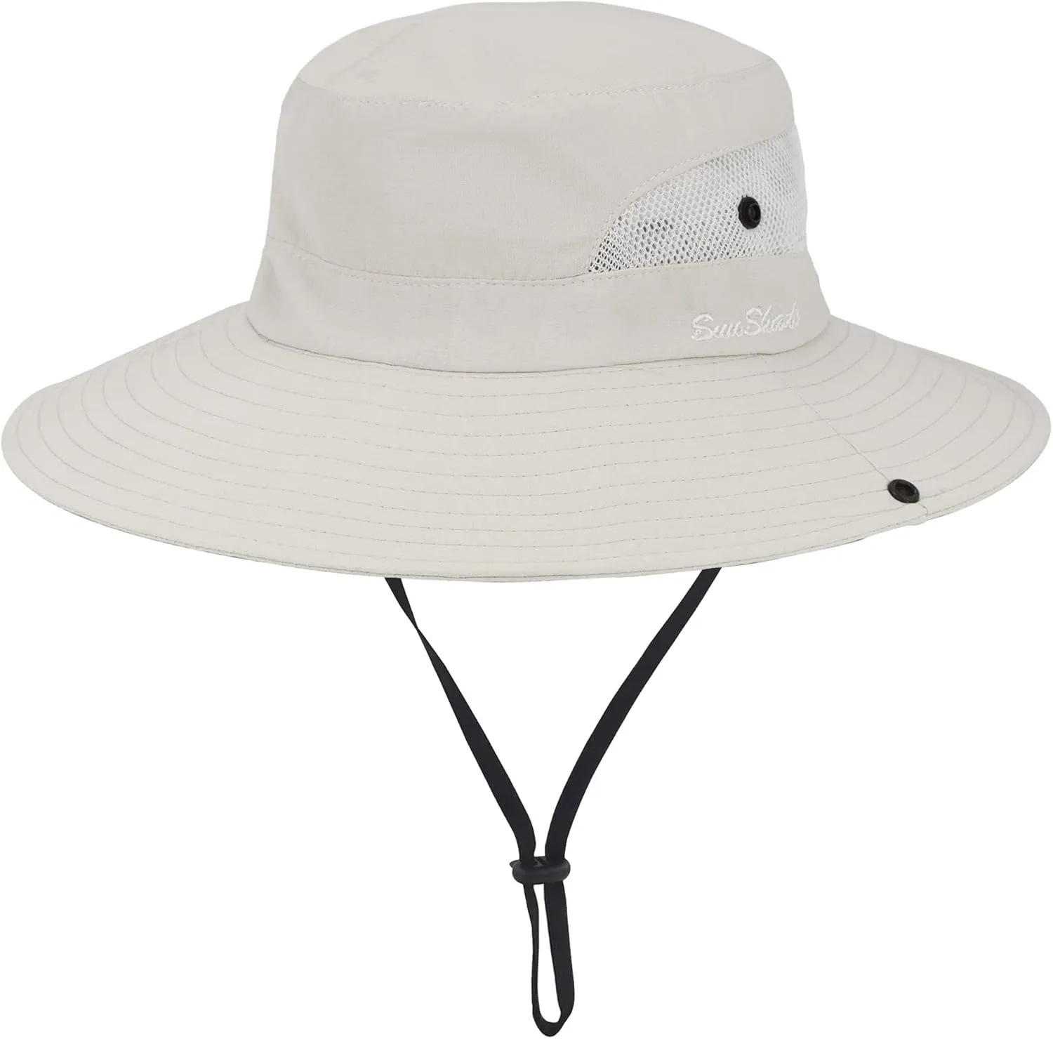 Womens Summer Sun-Hat Outdoor UV Protection Fishing Hat Wide Brim Foldable-Beach-Bucket-Hat with Ponytail-Hole