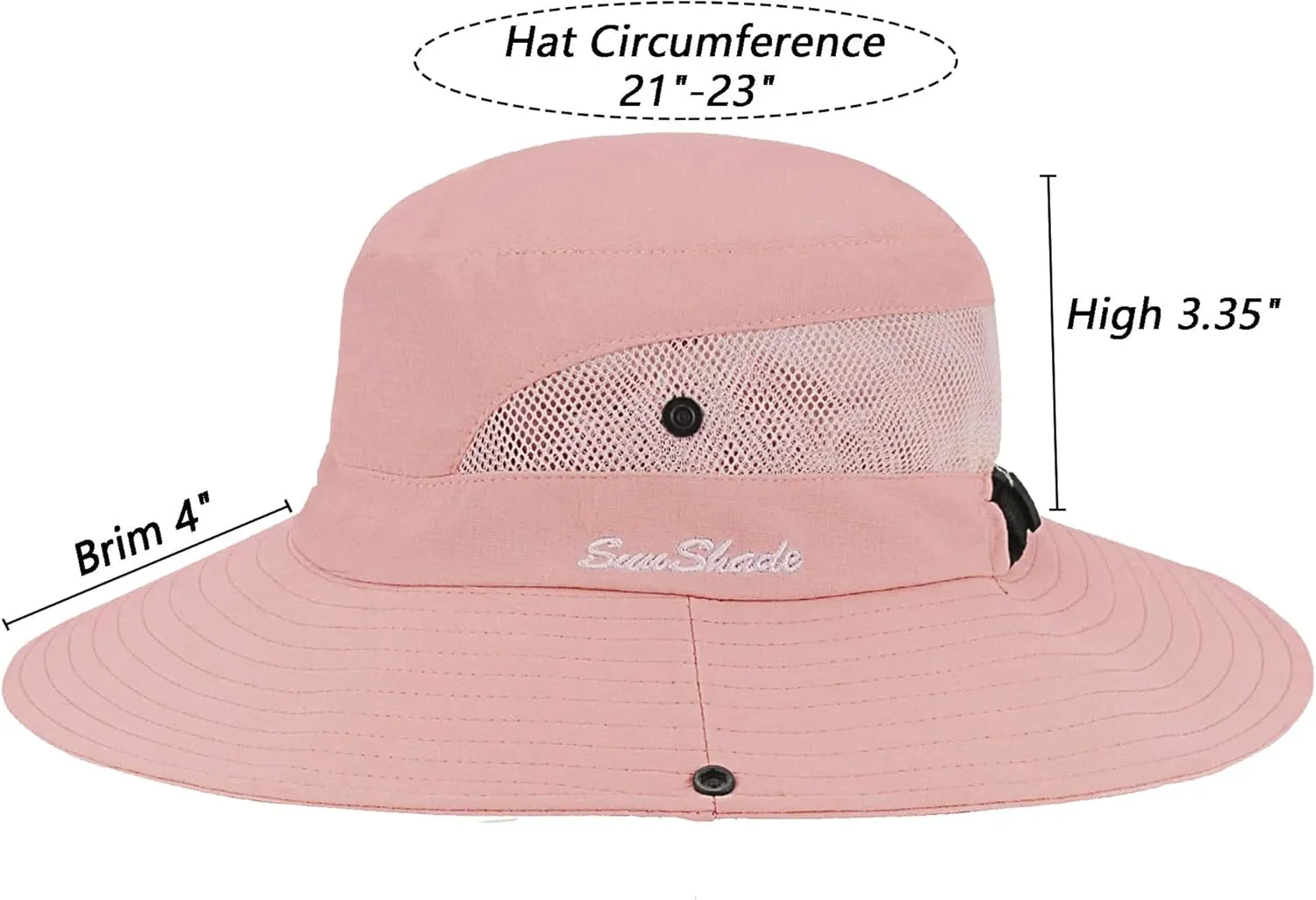 Womens Summer Sun-Hat Outdoor UV Protection Fishing Hat Wide Brim Foldable-Beach-Bucket-Hat with Ponytail-Hole