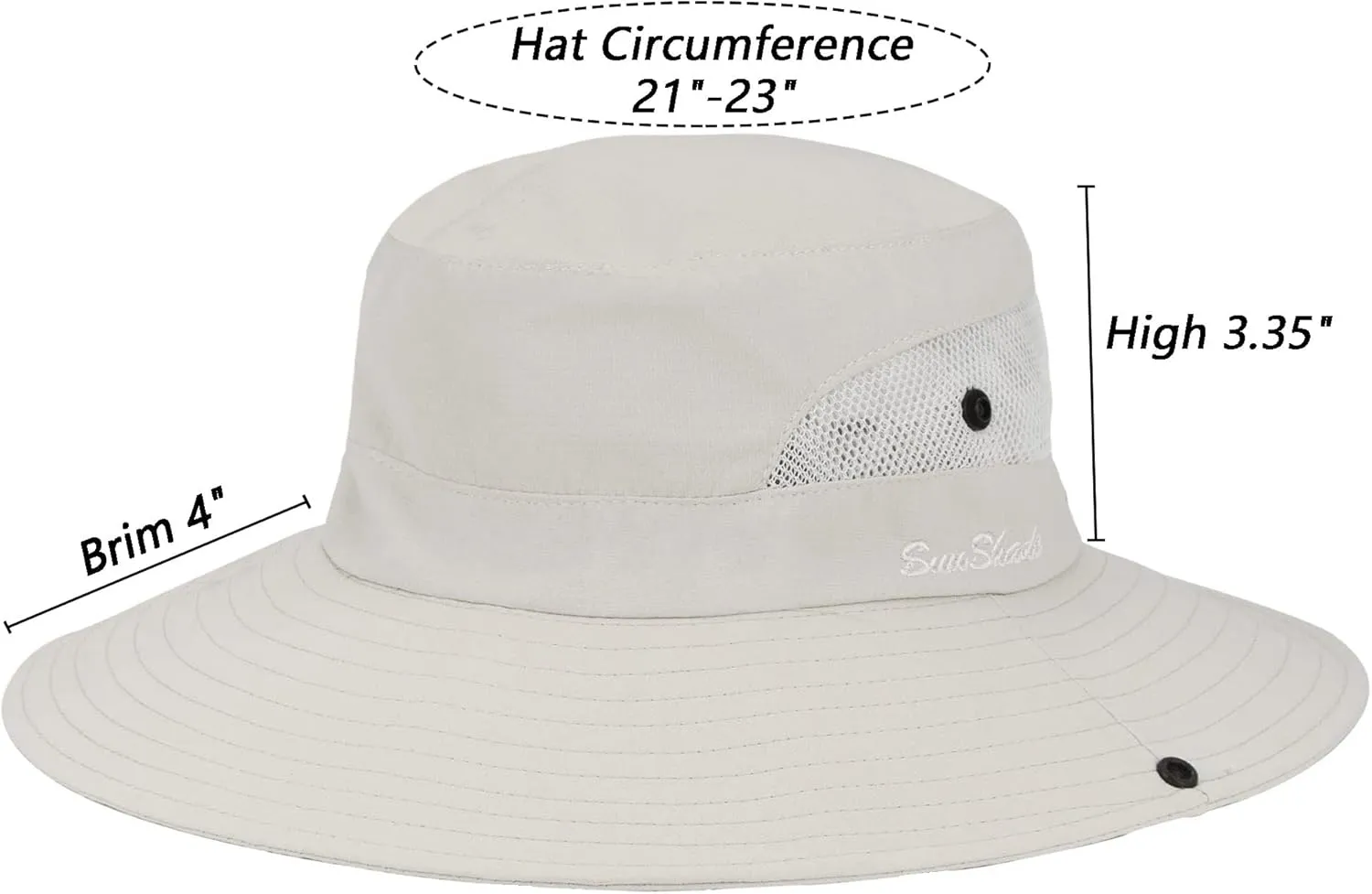 Womens Summer Sun-Hat Outdoor UV Protection Fishing Hat Wide Brim Foldable-Beach-Bucket-Hat with Ponytail-Hole