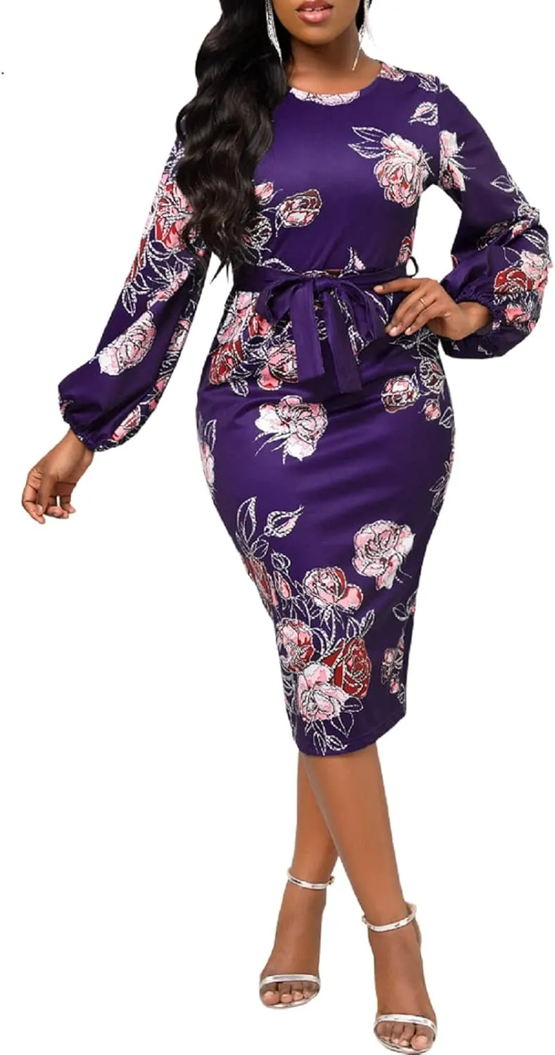 Xinlees Women's Elegant Dresses Sexy Bodycon Long Sleeve Pencil Business Dresses