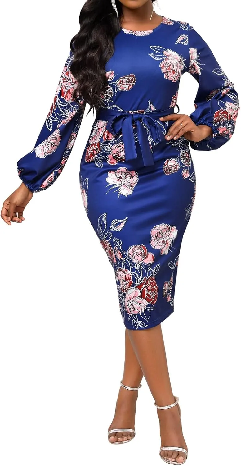 Xinlees Women's Elegant Dresses Sexy Bodycon Long Sleeve Pencil Business Dresses