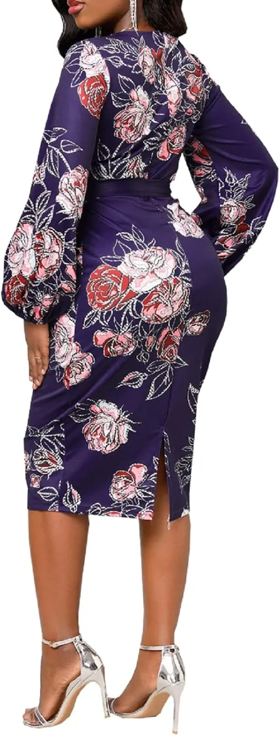 Xinlees Women's Elegant Dresses Sexy Bodycon Long Sleeve Pencil Business Dresses