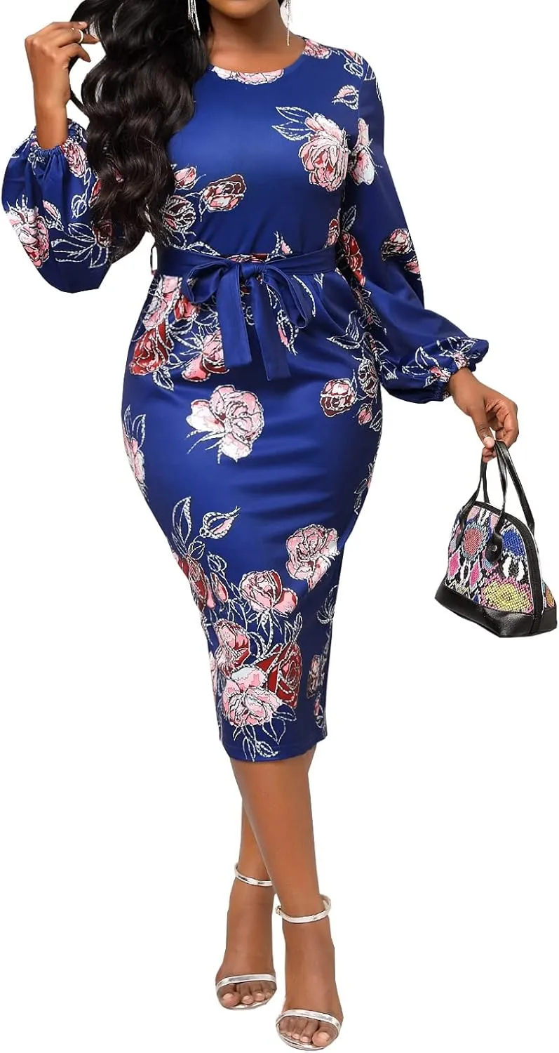 Xinlees Women's Elegant Dresses Sexy Bodycon Long Sleeve Pencil Business Dresses