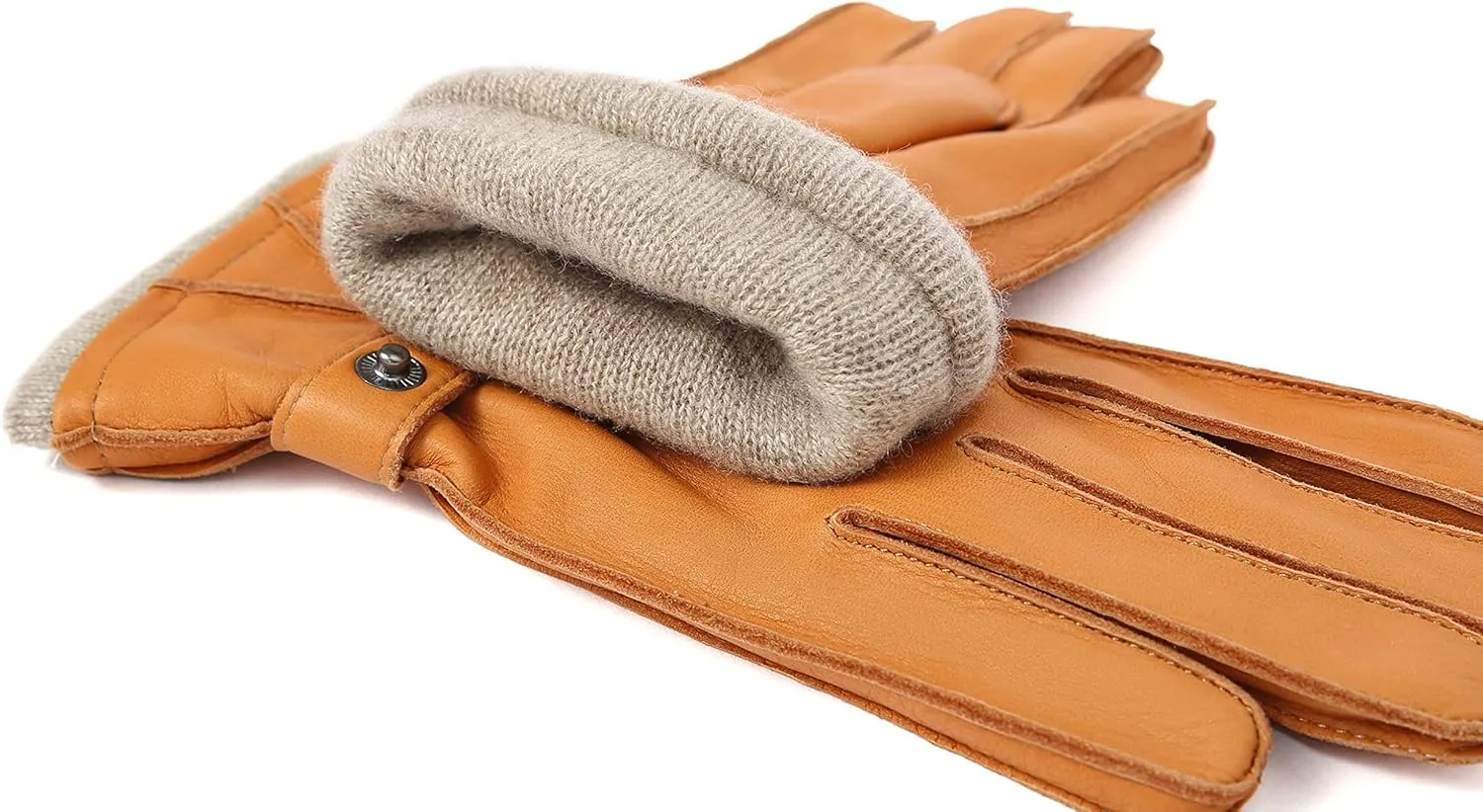 YISEVEN Men's Deerskin Leather Gloves Hand Sewn