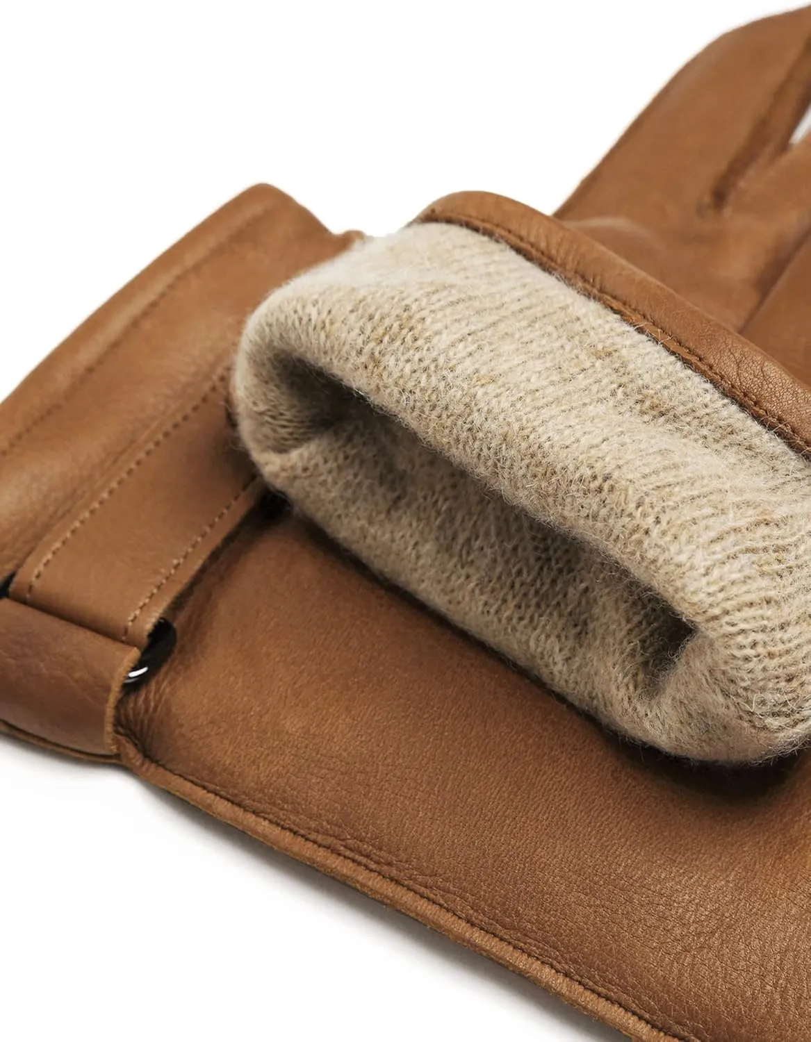 YISEVEN Men's Deerskin Leather Gloves Hand Sewn